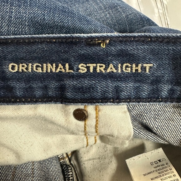 American Eagle Mens Original Straight Jeans 36X32 Blue Distressed 5 Pocket Denim - Picture 5 of 10